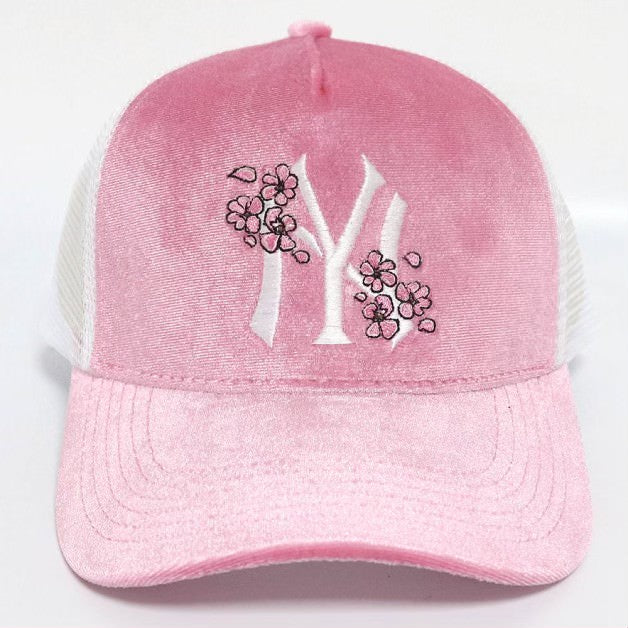 Pink Velvet Cherry Blossom Hat